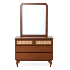 Gul Bahar Dresser – Solid Wood Dresser with Handwoven Cane Detailing & Mirror - Habitt
