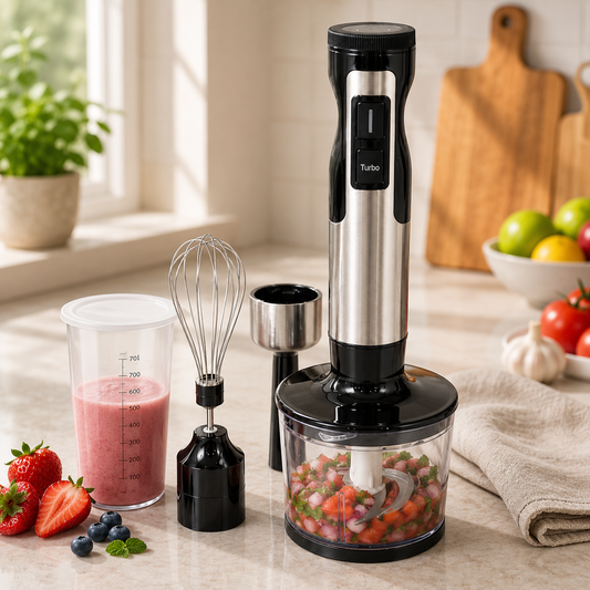 3-in-1 Stick Hand Blender 1500W SF-1005 – Immersion Blender with Chopper, Whisk & Measuring Beaker