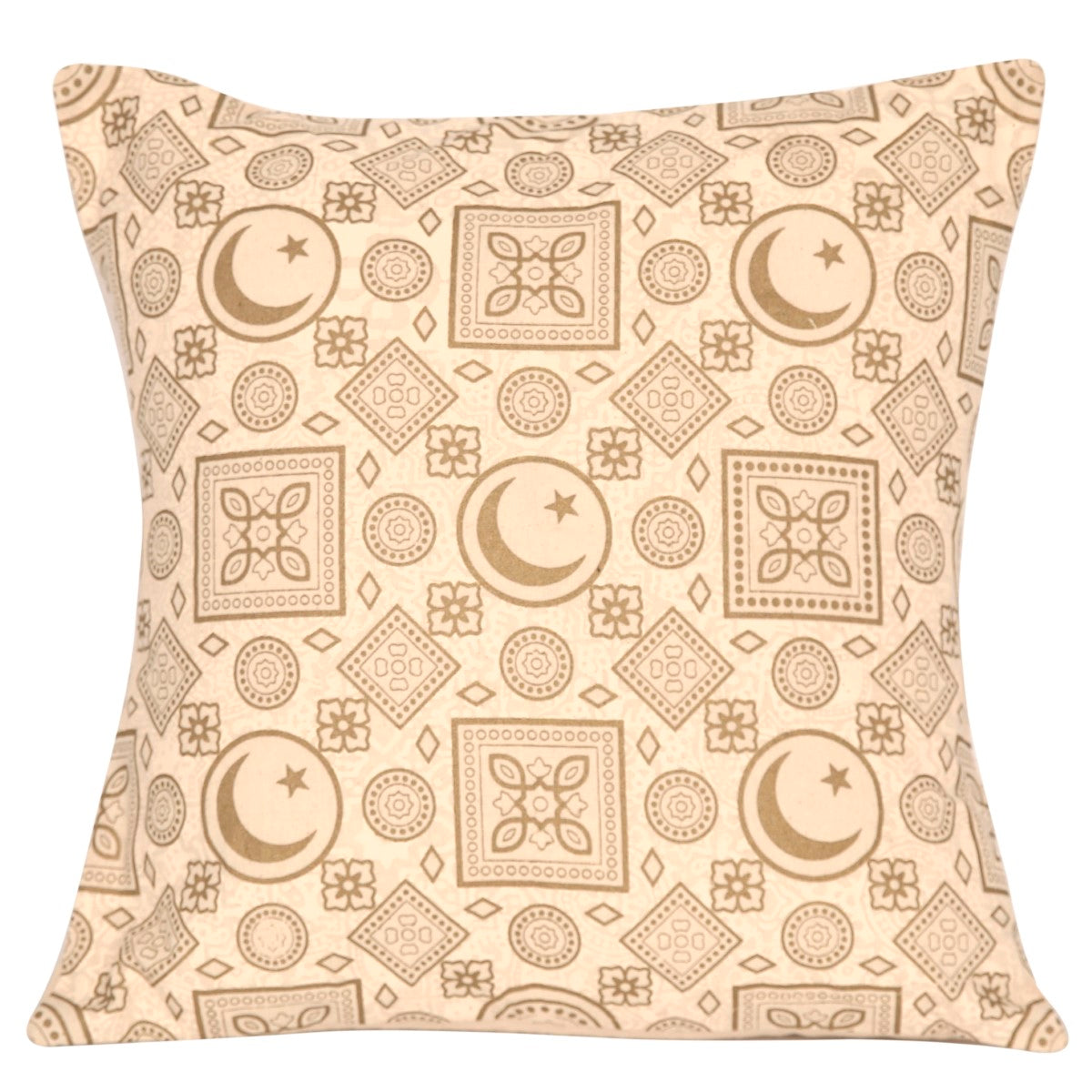 Light Taupe Cushion Cover – Ethnic Pattern Throw Pillow Case (18 x 18 Inches) - Habitt