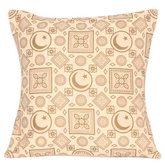 Light Taupe Cushion Cover – Ethnic Pattern Throw Pillow Case (18 x 18 Inches) - Habitt