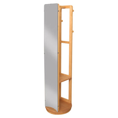 Kyoto Rotating Wall Mirror with Wooden Storage Shelves – Multi-Functional Organizer - Habitt