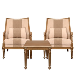Ashton 2 Chair and 1 Side Table Set – Elegant Wooden Living Room Furniture - Habitt