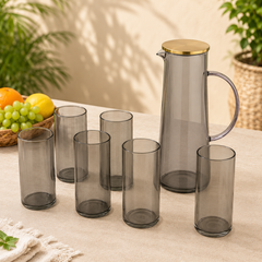 6 Piece Transparent Water Set with Jug | Drinkware Set