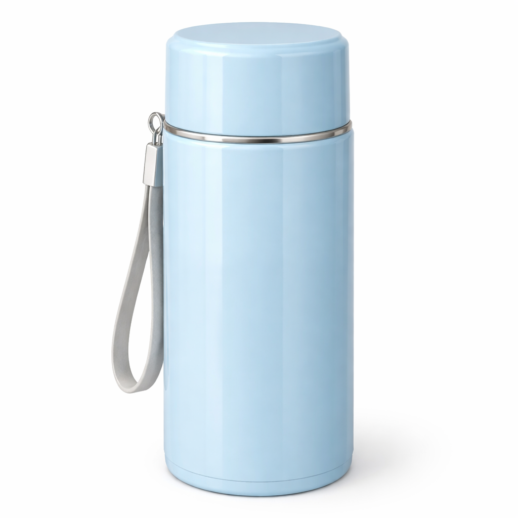Blue Insulated Water Bottle with Lid & Carry Strap – Leakproof Portable Travel Flask - Habitt