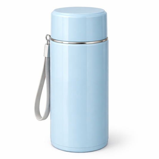 Blue Insulated Water Bottle with Lid & Carry Strap – Leakproof Portable Travel Flask - Habitt