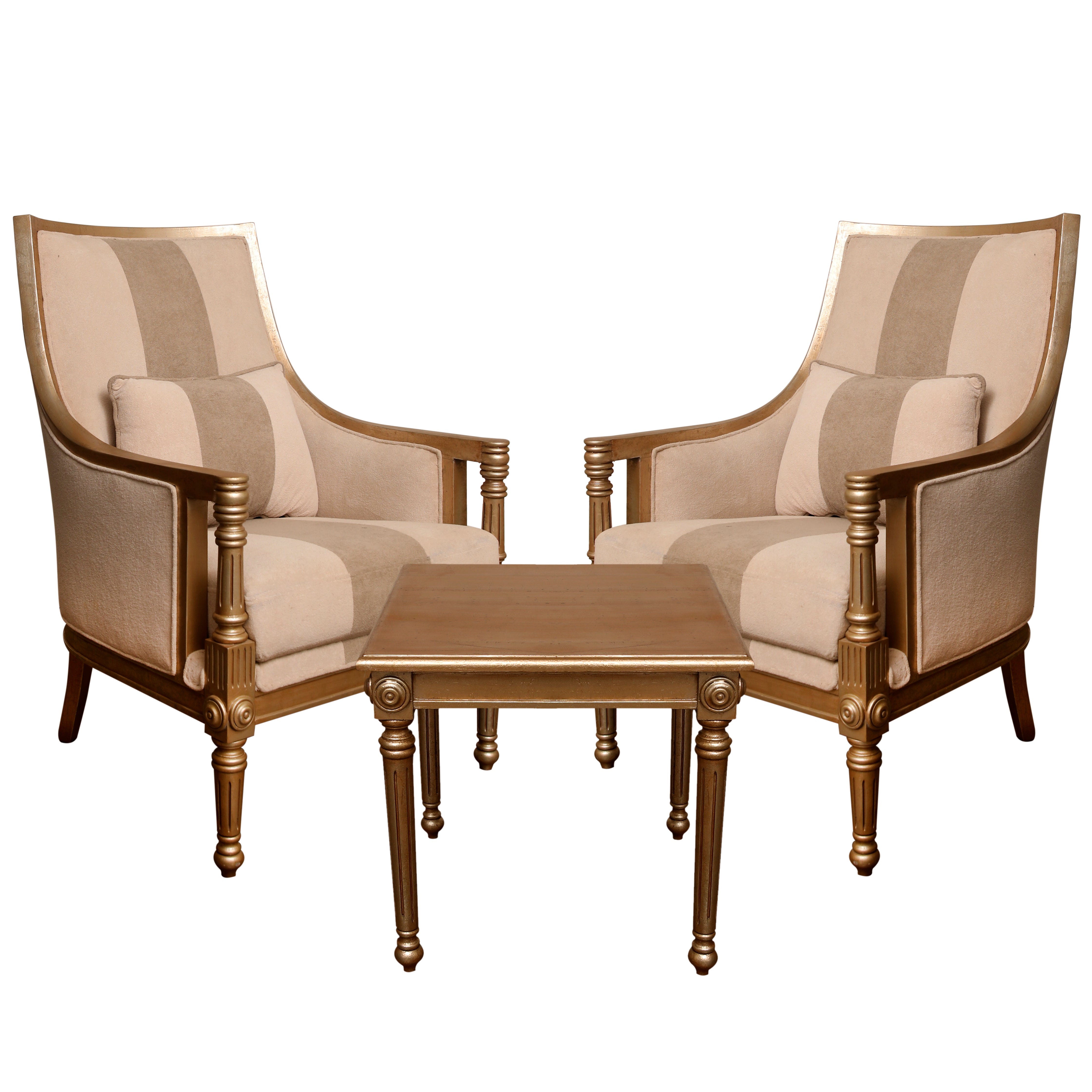 Ashton 2 Chair and 1 Side Table Set – Elegant Wooden Living Room Furniture - Habitt