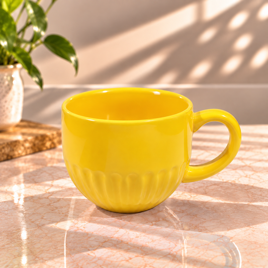 Sea Yellow Ceramic Mug 450ml | Stylish Coffee & Tea Cup with Handle