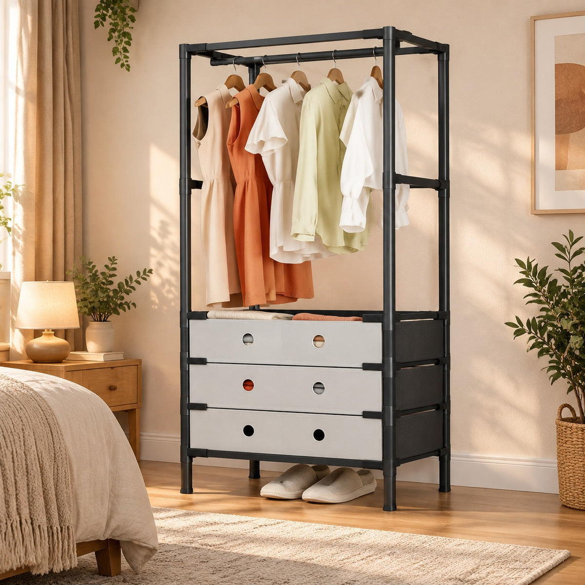 Multifunctional Cloth Rack With Wardrobe | Clothes Storage Organizer