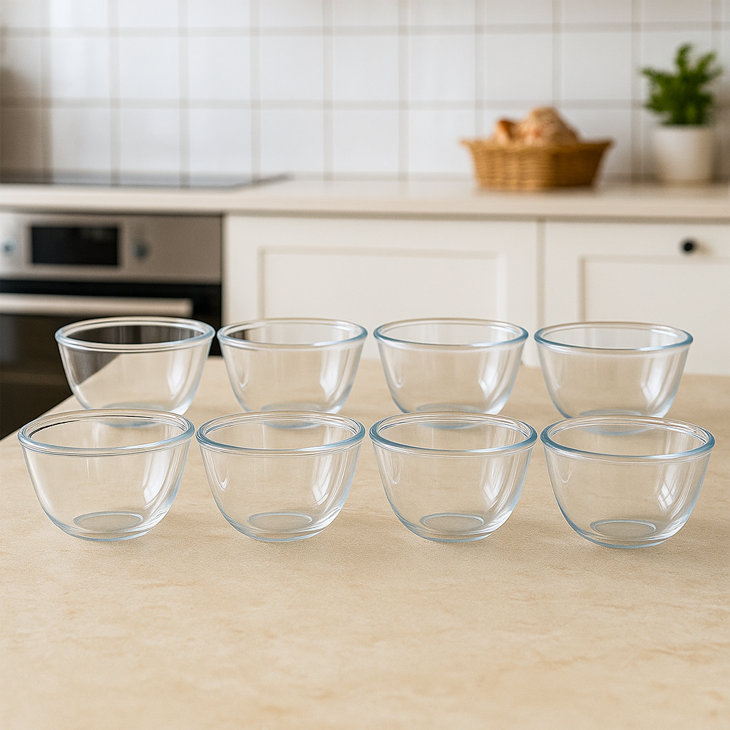 8-Piece Clear Glass Bowl Set – 640 ml Premium Multi-Purpose Kitchen & Serving Bowls - Habitt