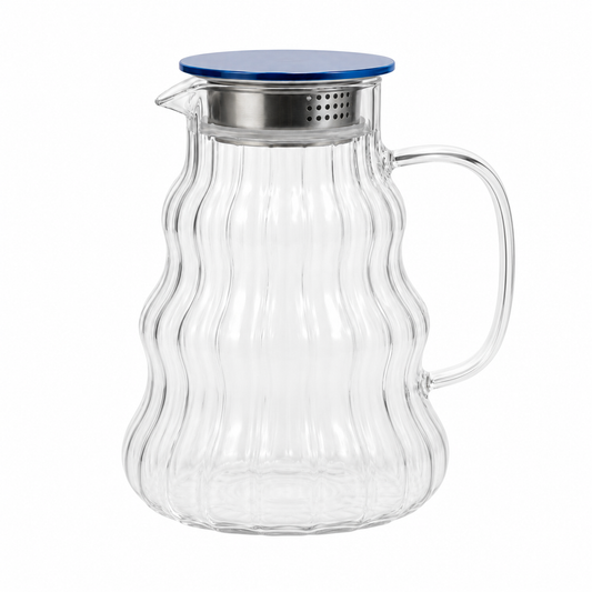 steel lid jug 1600ml | glass water jug with handle | serving pitcher for juice & water