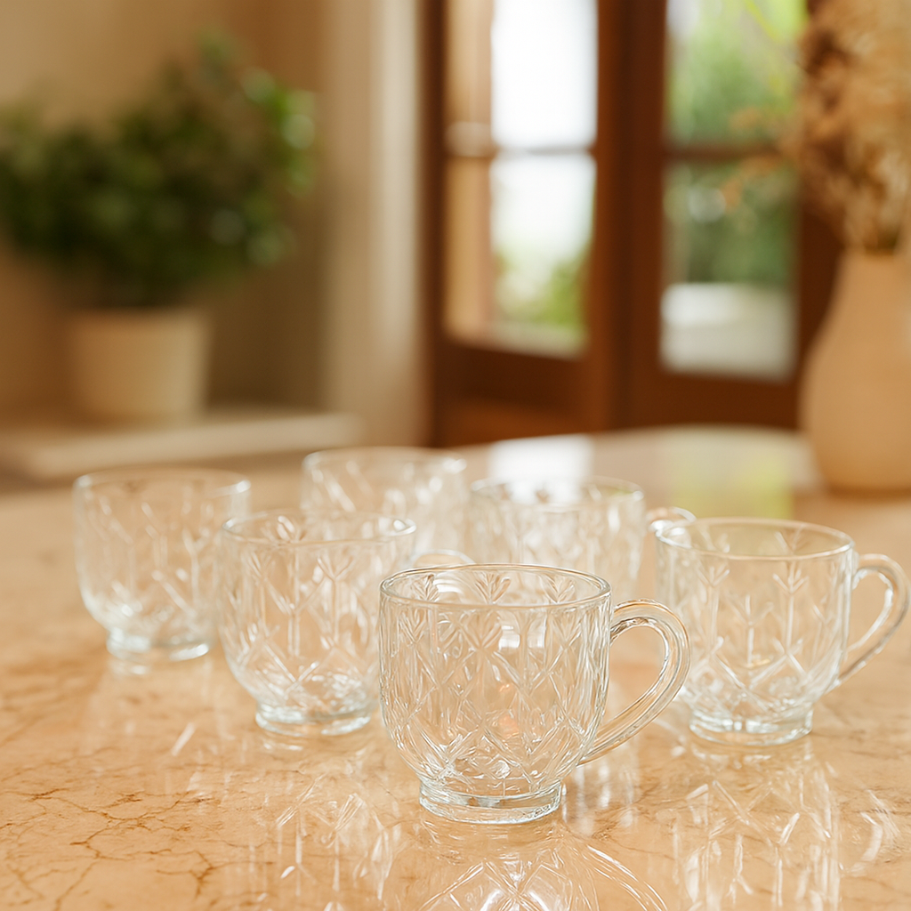 Clear Glass Cup Set – 217ml (Set of 6) - Habitt