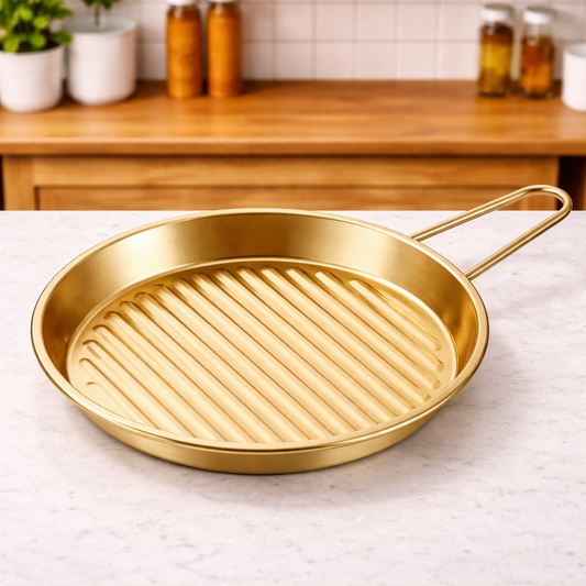 Golden Multipurpose Serving Grill Plate  20 cm | 23 cm - Habitt