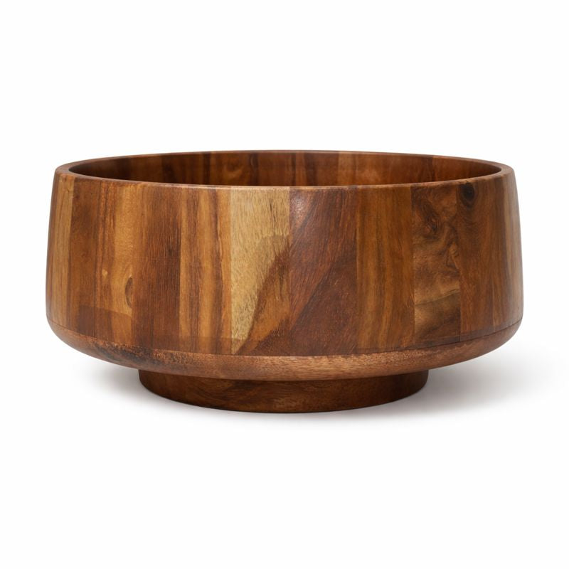 Woodgrain Harvest Basket | Handcrafted Wooden Bowl – 10.5 Inch Diameter - Habitt