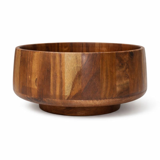 Woodgrain Harvest Basket | Handcrafted Wooden Bowl – 10.5 Inch Diameter - Habitt