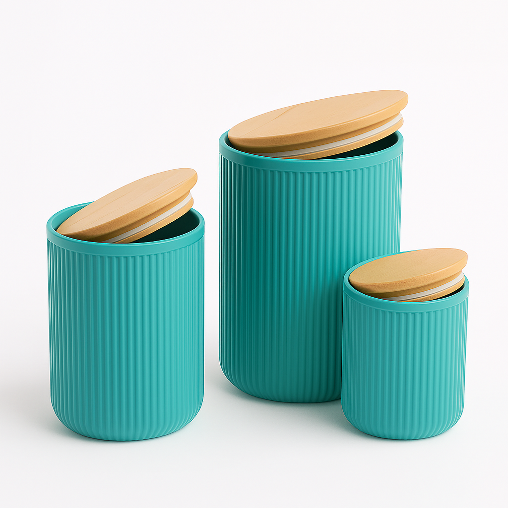 3 Pcs Retro Storage Box Set with Wooden Lids – Airtight Kitchen Containers for Tea, Coffee, Sugar & Snacks - Habitt