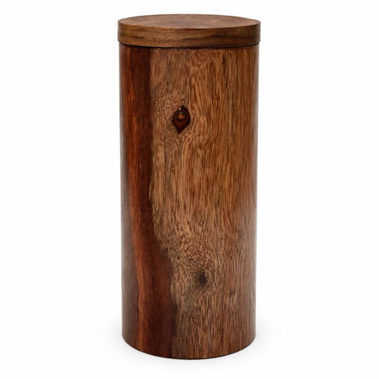 Large Handcrafted Wooden Storage Jar – 6 Inch Depth, 2 Inch Diameter | Natural Wood Container - Habitt