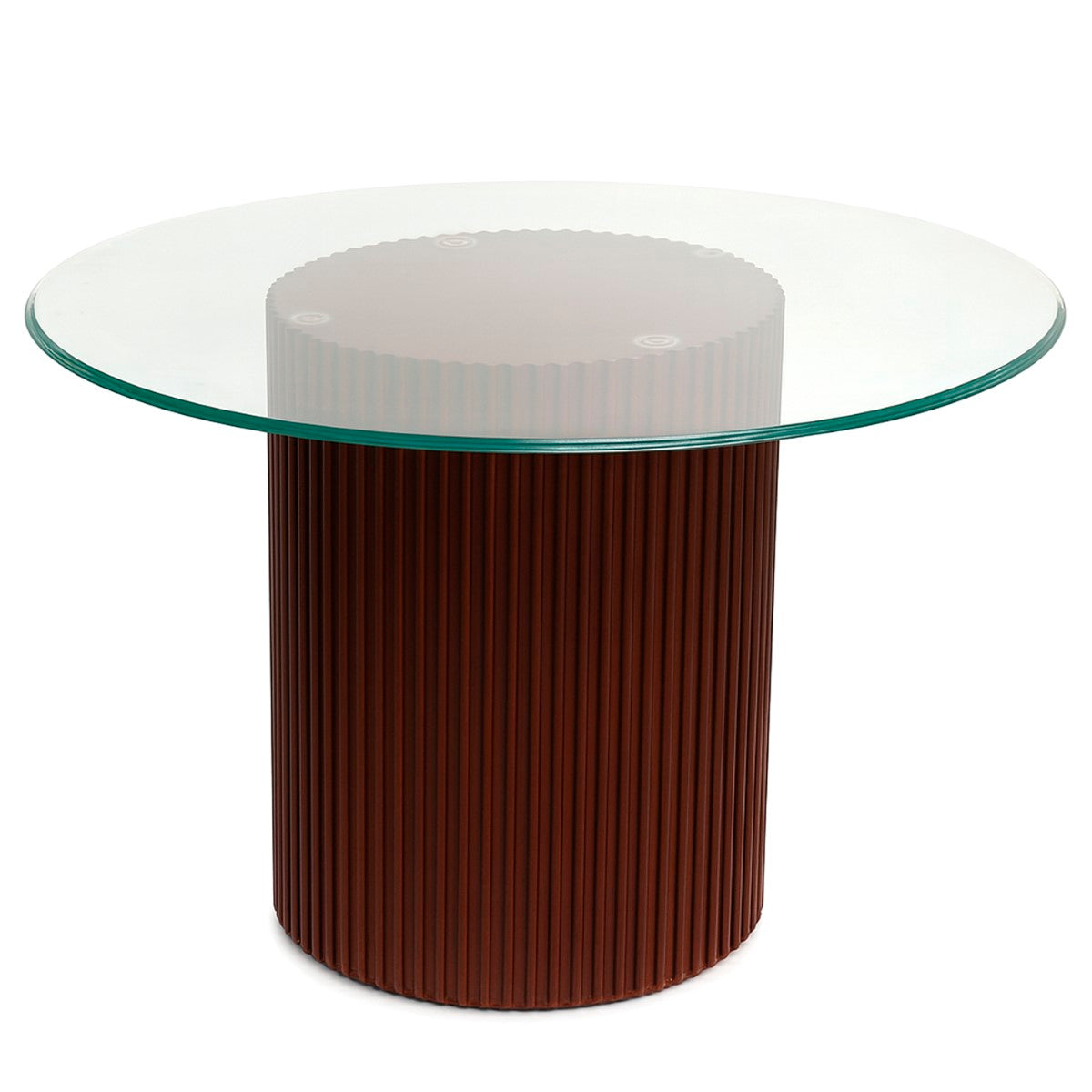 Ria 4-Person Dining Table Set – Modern Round Glass Top with Wooden Base & Upholstered Chairs - Habitt