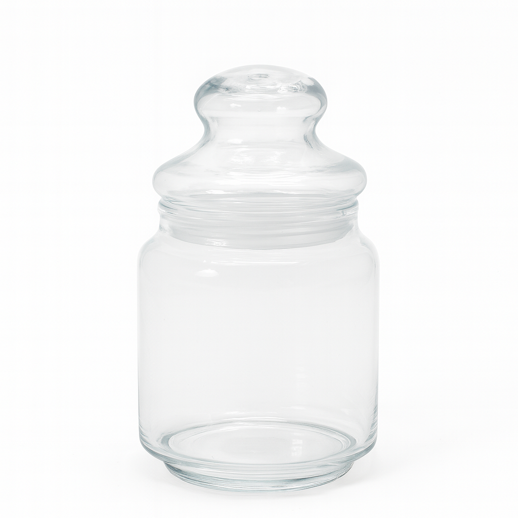 Clear Pressed-Glass Storage Jar with Lid – 430 ml Airtight Kitchen Container - Habitt