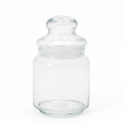 Clear Pressed-Glass Storage Jar with Lid – 430 ml Airtight Kitchen Container - Habitt