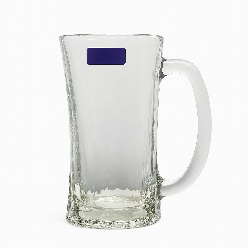 Wavy Textured Clear Glass Juice Mug 320 ml with Handle – Set of 6 | Stylish Drinkware for Home & Café - Habitt