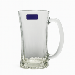 Wavy Textured Clear Glass Juice Mug 320 ml with Handle – Set of 6 | Stylish Drinkware for Home & Café - Habitt