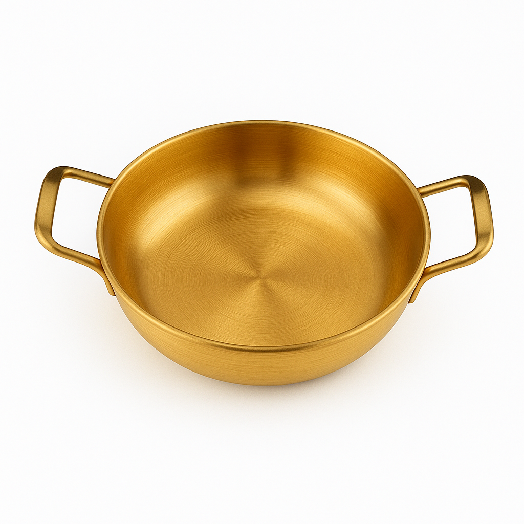 Korean Gold Soup Pot with Handles – Traditional Lightweight Cooking Pot (Variants: 18cm, 20cm, 22cm, 24cm, 26cm, 28cm) - Habitt