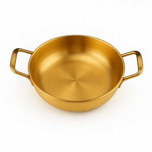 Korean Gold Soup Pot with Handles – Traditional Lightweight Cooking Pot (Variants: 18cm, 20cm, 22cm, 24cm, 26cm, 28cm) - Habitt