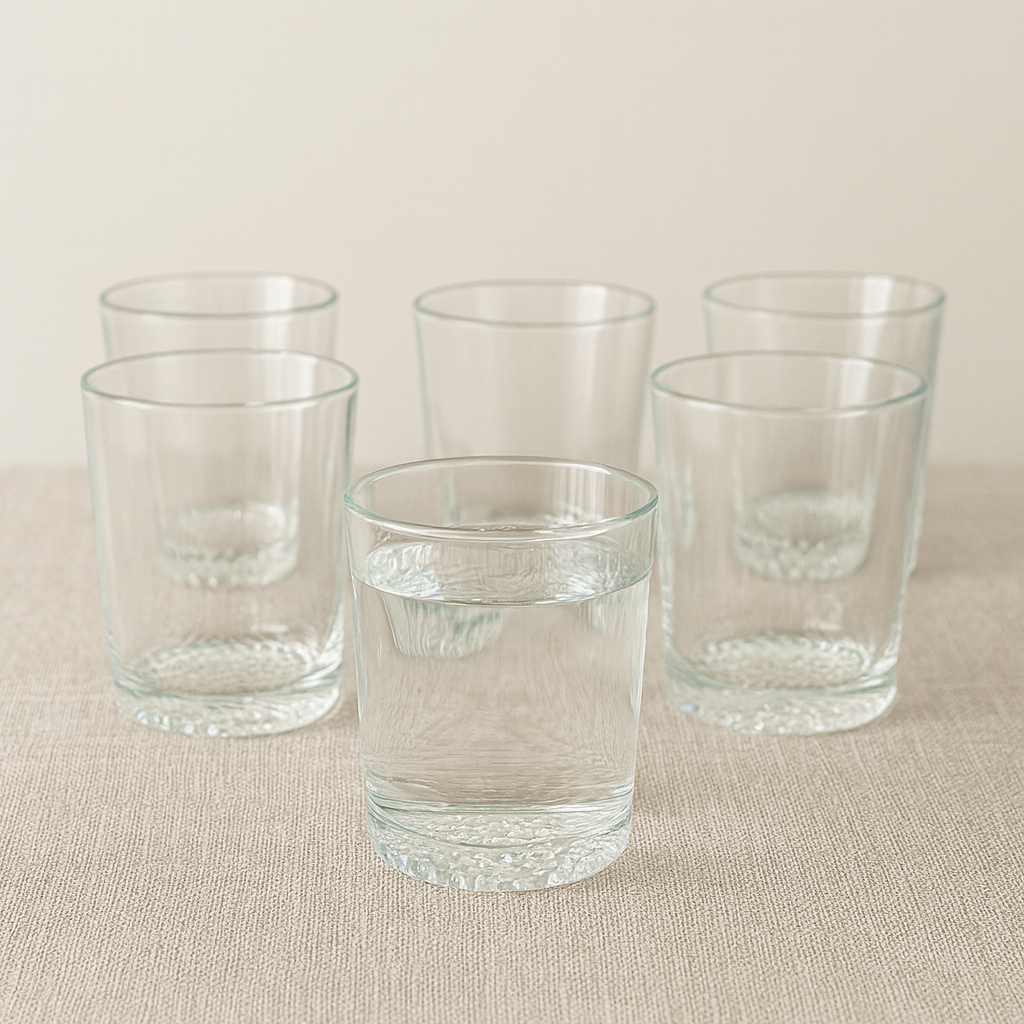 Classic Heavy-Base Tumbler Glass Set 280 ml – Premium Clear Drinkware (6 Pcs) - Habitt