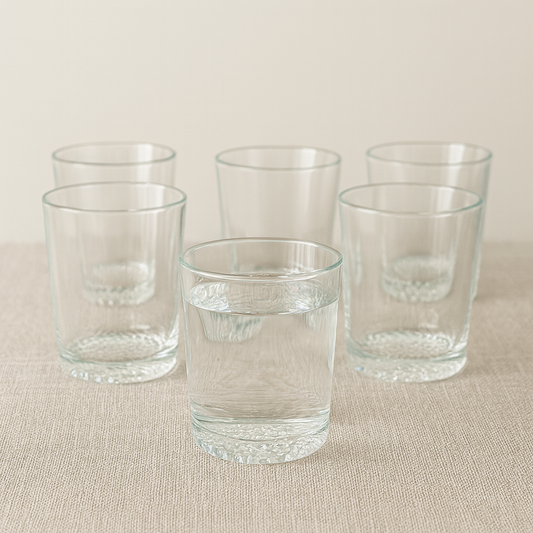 Classic Heavy-Base Tumbler Glass Set 280 ml – Premium Clear Drinkware (6 Pcs) - Habitt