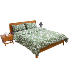 Green Textures Double Quilt Cover 90x96" – 100% Cotton Leaf Print - Habitt