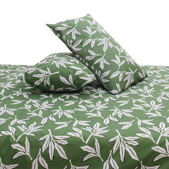 Green Textures Double Quilt Cover 90x96" – 100% Cotton Leaf Print - Habitt