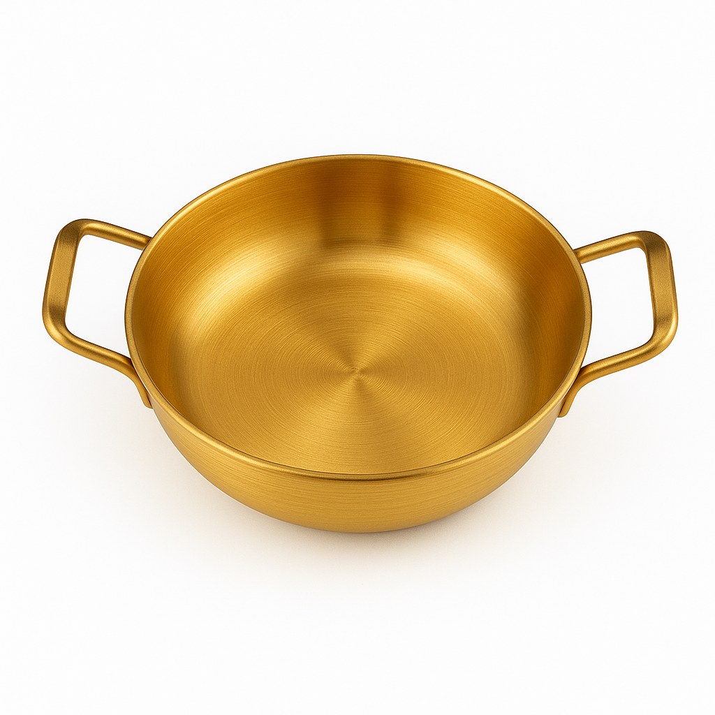 Korean Gold Soup Pot with Handles – Traditional Lightweight Cooking Pot (Variants: 18cm, 20cm, 22cm, 24cm, 26cm, 28cm) - Habitt