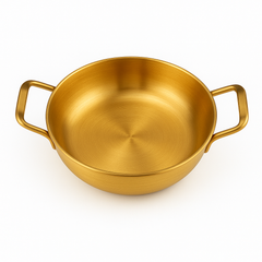 Korean Gold Soup Pot with Handles – Traditional Lightweight Cooking Pot (Variants: 18cm, 20cm, 22cm, 24cm, 26cm, 28cm) - Habitt