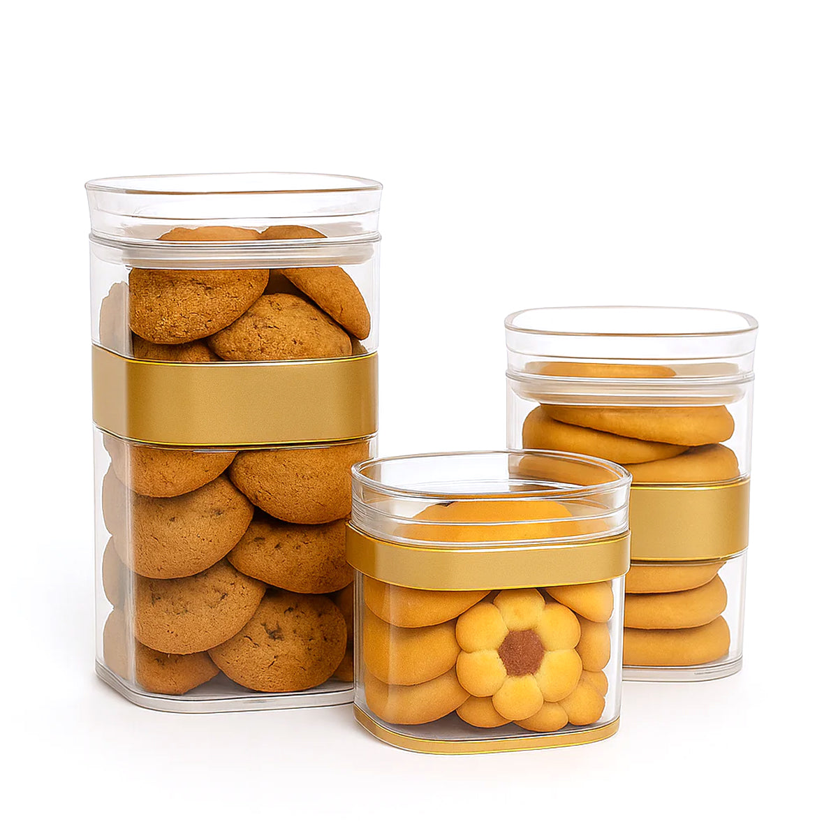 Sparkle Acrylic Jar – Premium Transparent Storage Containers with Golden Band - Habitt