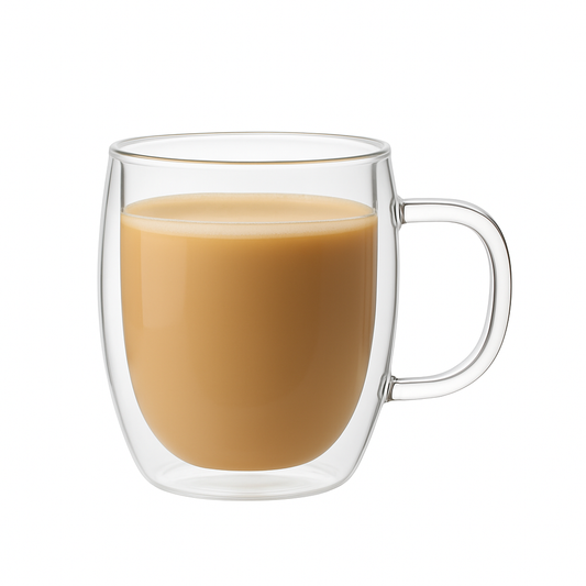 Double Wall Glass Mug – Round Design (250ml, 350ml, 450ml) - Habitt