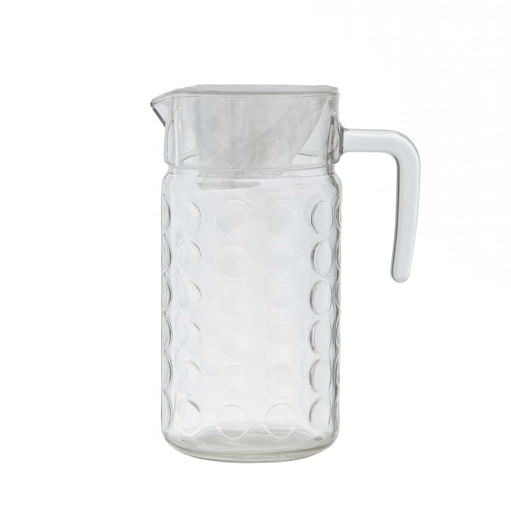 1850 ml Clear Glass Beverage Jug – Large-Capacity Drink Pitcher with Handle & Easy-Pour Spout (1 Pc) - Habitt