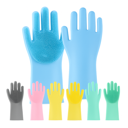 1Pc Silicone Washing Gloves (Assorted) – Multipurpose Dishwashing Scrubbing Gloves (Assorted Colors) - Habitt