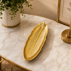 Deco-Platter Leaf Long 15" – Elegant Decorative Serving Tray for Dining & Home Décor - Habitt