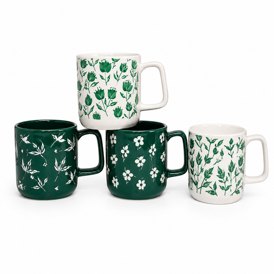 Assorted Colors & Floral Designs 450ml Printed Mug