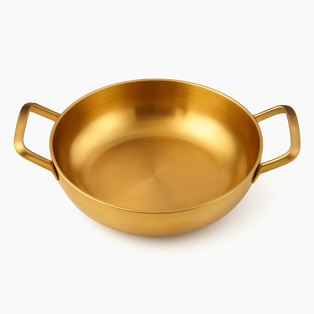 Korean Gold Soup Pot with Handles – Traditional Lightweight Cooking Pot (Variants: 18cm, 20cm, 22cm, 24cm, 26cm, 28cm) - Habitt