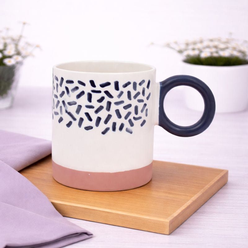 White Ceramic Mug with Black Sprinkle Pattern - Habitt