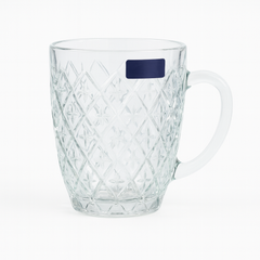 520 ml Crystal-Pattern Juice Mug – Heavy-Duty Glass Mug Set of 6 for Water, Juice, Shakes & Beverages - Habitt