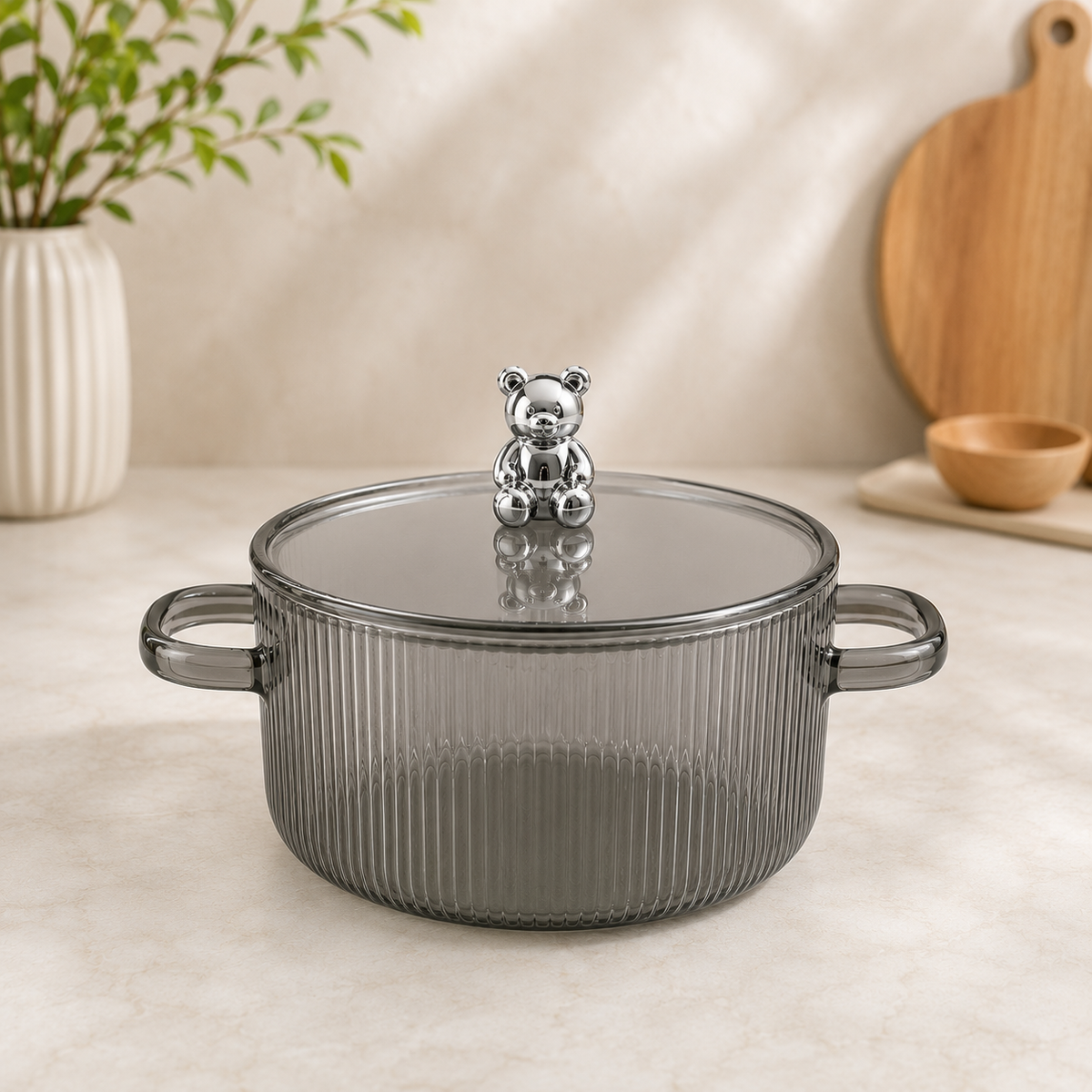 1600ML Glass Cooking Pot with Lid | Glass Cooking Pot