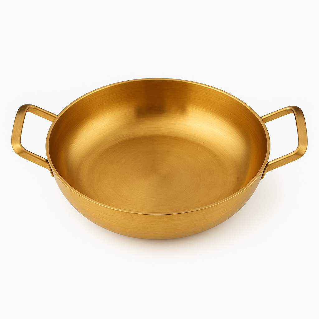 Korean Gold Soup Pot with Handles – Traditional Lightweight Cooking Pot (Variants: 18cm, 20cm, 22cm, 24cm, 26cm, 28cm) - Habitt