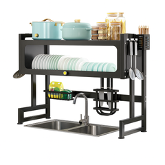 Heavy-Duty Iron Kitchen Rack (85 × 30 × 78 cm) – Over-Sink Storage Organizer for Dishes, Utensils & Kitchen Essentials - Habitt