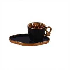 Sol Stylish Cup & Saucer Set of 6 – Model 90123 (Black & Gold Finish) - Habitt