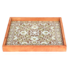 Square Oak Buff Tray – 15x15 Inch Wooden Decorative Serving Tray - Habitt