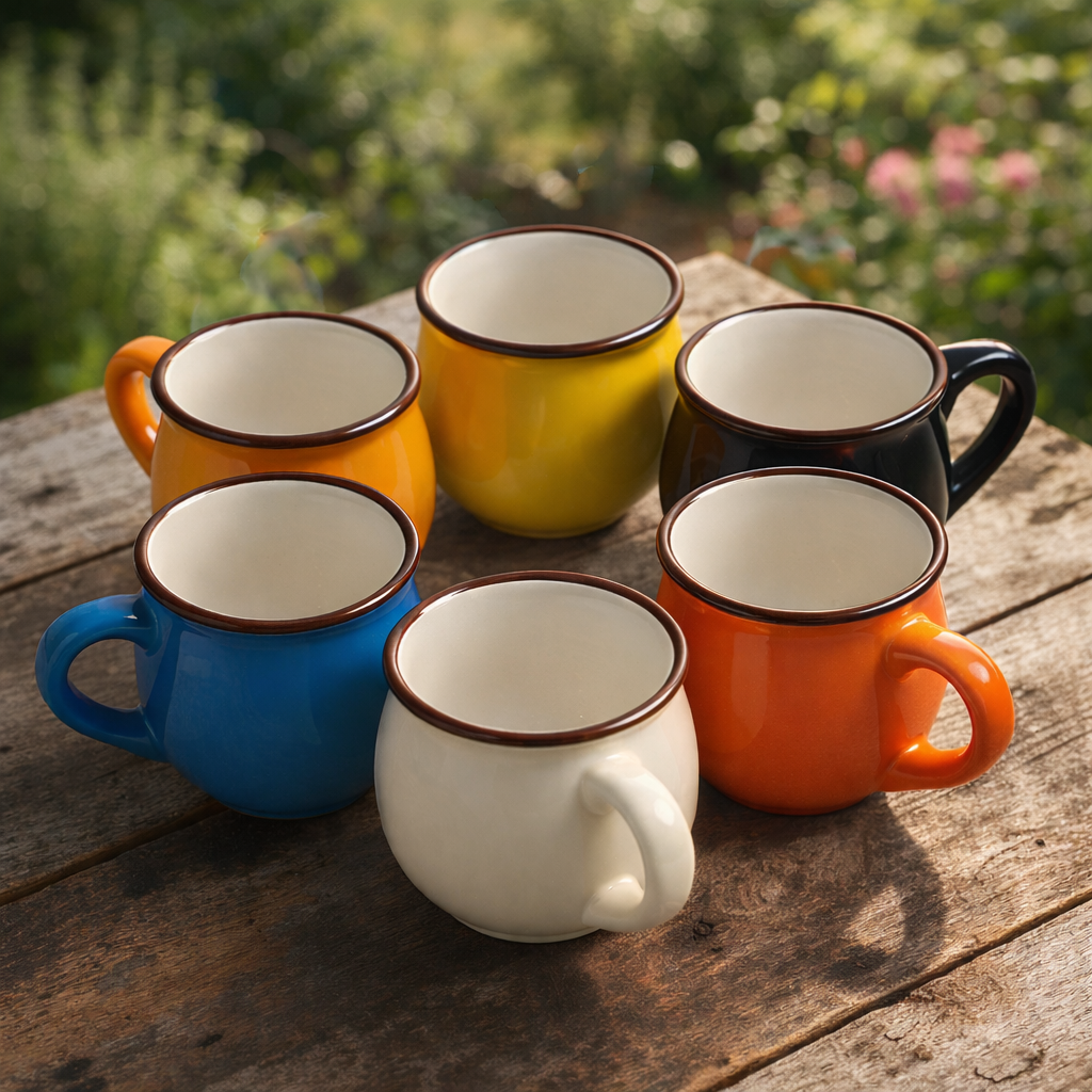 Pack of 6 – Colorful Ceramic Mini small Mug Set (Assorted) |  Premium Glazed Finish - Habitt