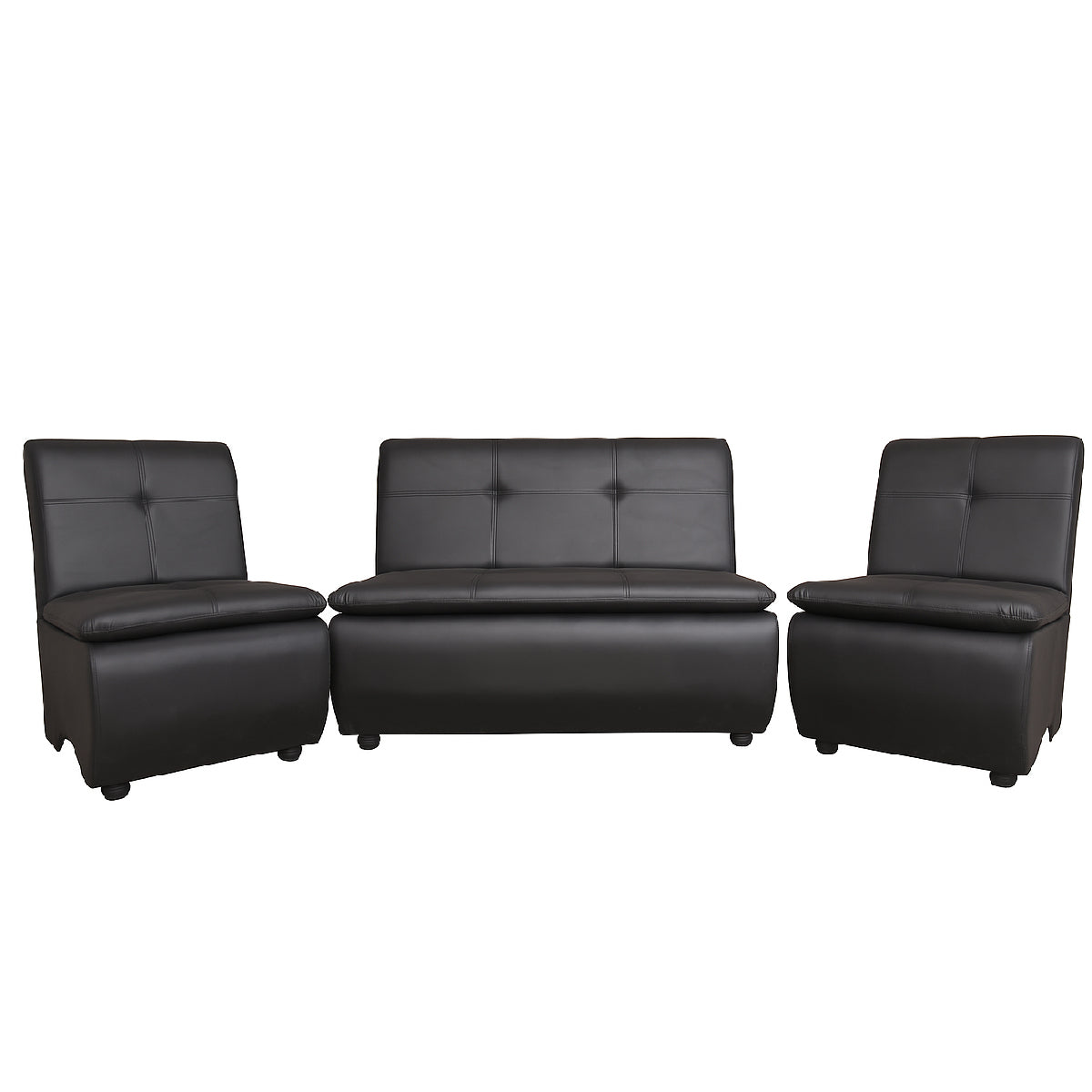 Lazo Executive Sofa Set – Premium Leatherette Office Sofa in Black (Single Seater, 2-Seater, or 4-Seater Bundle) - Habitt
