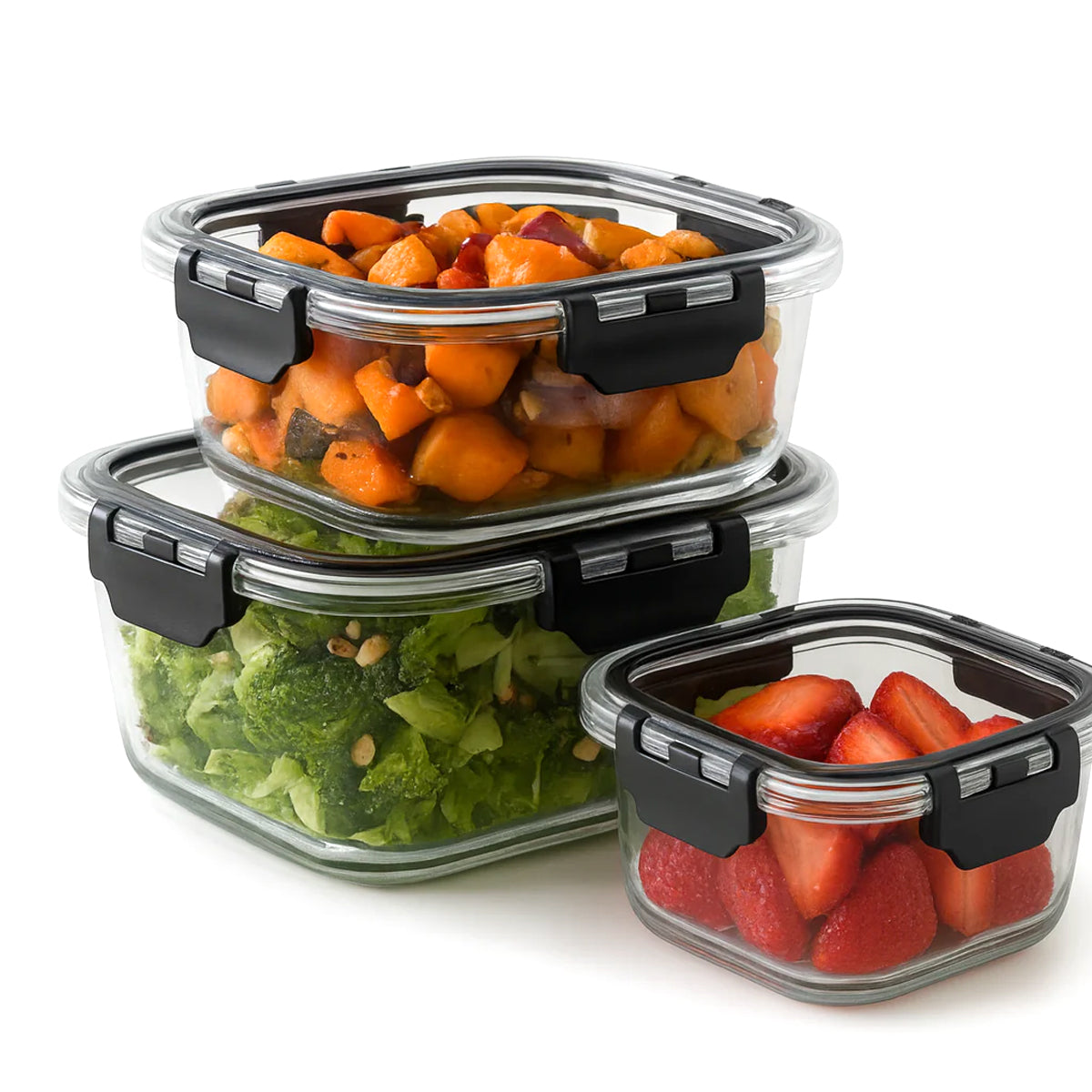 Plastic Food Storage Container Set – Leak-Proof with Snap-Lock Lids (550ml, 1500ml, 3750ml) - Habitt